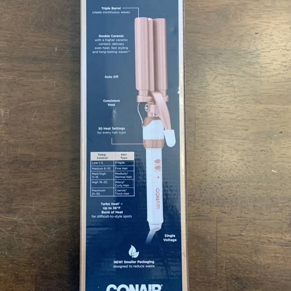 Conair Double Ceramic Triple Barrel Curl Styling Waver White/Rose Gold Hair Iron - Picture 2 of 2